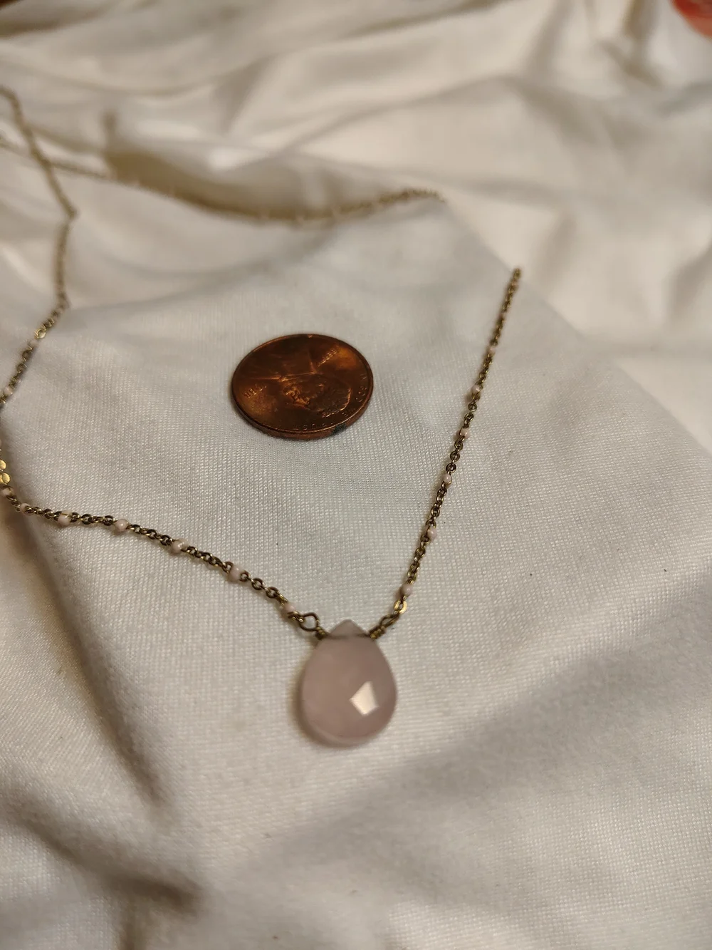 Duo Luna Norte Rose Quartz Gold Heart Beaded Necklace And Secondary Quartz